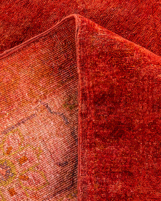 Contemporary Hand-Knotted Overdyed Orange Area Rug 6' 8" x 8' 8"