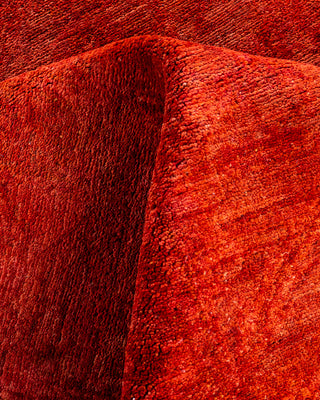 Contemporary Hand-Knotted Overdyed Orange Area Rug 6' 8" x 8' 8"