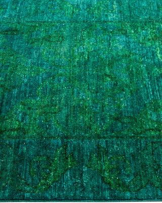 Contemporary Overyed Wool Hand Knotted Green Area Rug 3' 1" x 5' 3"