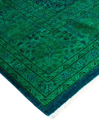 Modern Overdyed Hand Knotted Wool Green Area Rug 8' 1" x 10' 7"