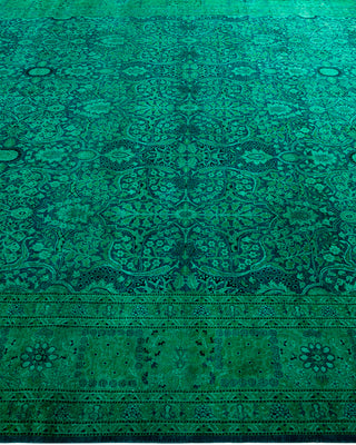 Contemporary Hand-Knotted Overdyed Green Area Rug 8' 1" x 10' 7"