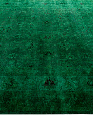 Contemporary Overdyed Wool Hand Knotted Green Area Rug 8' 4" x 10' 4"
