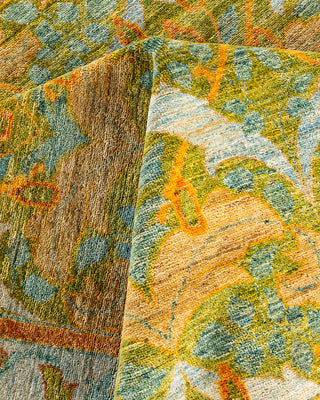 Modern - Contemporary Hand-Knotted Green Area Rug 8' 10" x 12' 3"