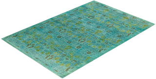 Contemporary Hand-Knotted Overdyed Blue Area Rug 6' 2" x 9' 0"