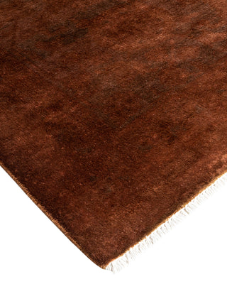 Modern Overdyed Hand Knotted Wool Brown Area Rug 9' 3" x 12' 6"