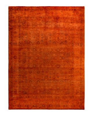 Contemporary Overyed Wool Hand Knotted Orange Area Rug 9' 2" x 12' 5"