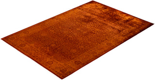 Modern Overdyed Hand Knotted Wool Orange Area Rug 5' 3" x 8' 1"