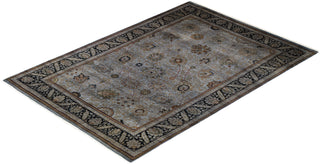 Modern Overdyed Hand Knotted Wool Gray Area Rug 4' 7" x 6' 5"