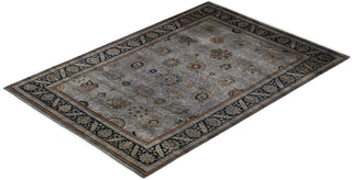 Contemporary Hand Knotted Overdyed Gray Area Rug 4' 7" x 6' 5"