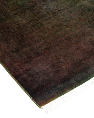 Contemporary Hand Knotted Overdyed Black Runner 2' 6" x 10' 2"