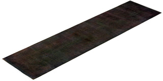 Modern Overdyed Hand Knotted Wool Black Runner 2' 6" x 10' 2"