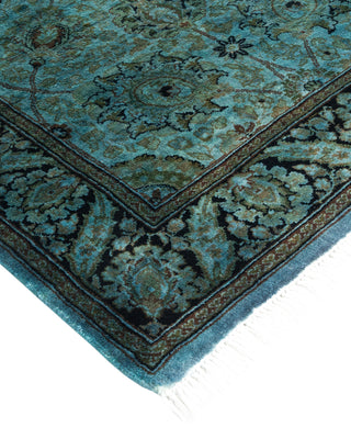 Contemporary Hand Knotted Overdyed Blue Runner 2' 7" x 11' 0"