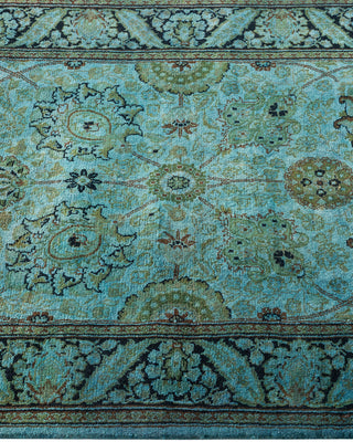 Contemporary Hand Knotted Overdyed Blue Runner 2' 7" x 11' 0"