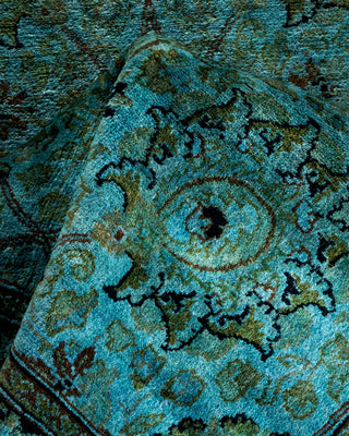 Contemporary Hand Knotted Overdyed Blue Runner 2' 7" x 11' 0"