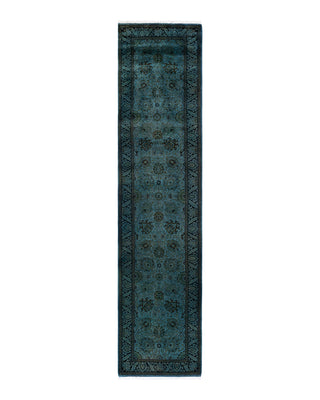 Contemporary Fine Vibrance Blue Wool Area Rug 2' 7" x 11' 0"