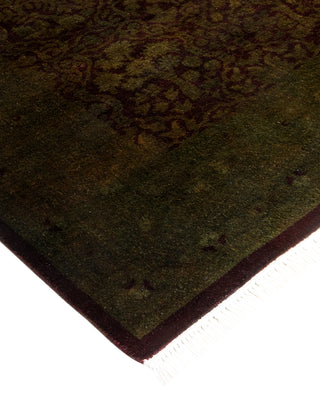 Modern Overdyed Hand Knotted Wool Brown Runner 2' 7" x 11' 10"