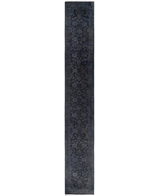 Contemporary Overdyed Wool Hand Knotted Gray Runner 2' 7" x 18' 2"