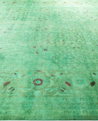 Overdyed One-of-a-Kind Wool Green Area Rug 12' 1" x 17' 10"