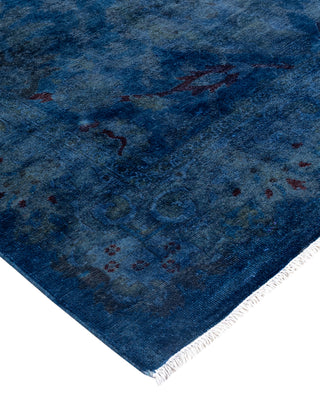 Contemporary Overyed Wool Hand Knotted Blue Area Rug 6' 2" x 9' 3"