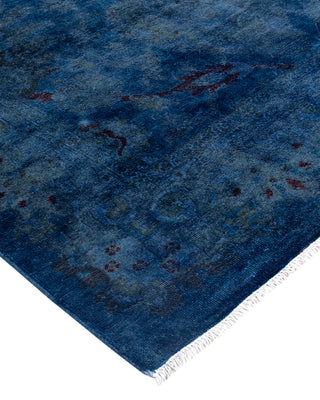 Contemporary Hand-Knotted Overdyed Blue Area Rug 6' 2" x 9' 3"