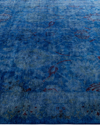 Contemporary Overyed Wool Hand Knotted Blue Area Rug 6' 2" x 9' 3"