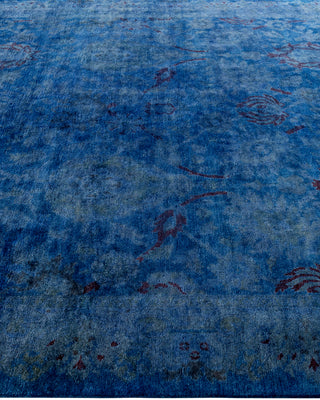 Contemporary Hand-Knotted Overdyed Blue Area Rug 6' 2" x 9' 3"