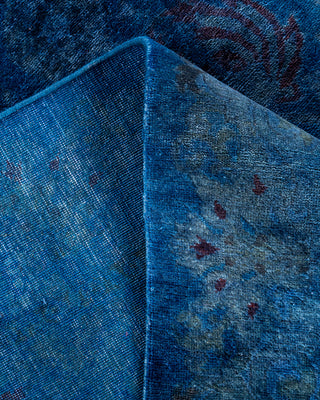 Contemporary Hand-Knotted Overdyed Blue Area Rug 6' 2" x 9' 3"