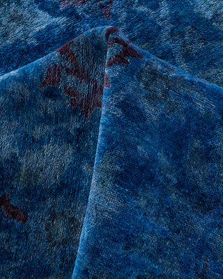 Contemporary Hand-Knotted Overdyed Blue Area Rug 6' 2" x 9' 3"