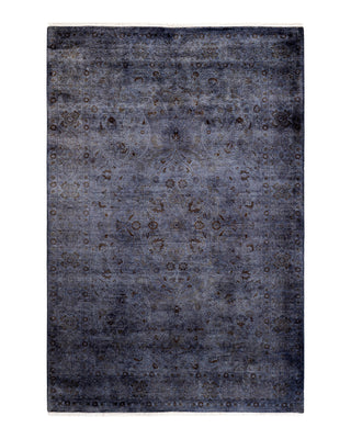 Contemporary Fine Vibrance Gray Wool Area Rug 4' 2" x 6' 1"