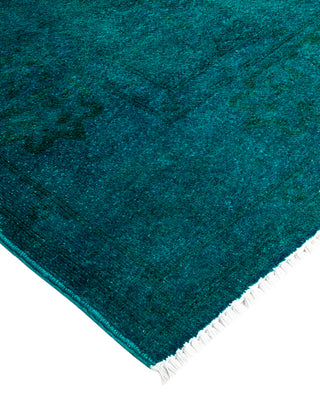 Modern Overdyed Hand Knotted Wool Green Area Rug 6' 0" x 9' 4"