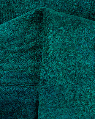 Contemporary Hand-Knotted Overdyed Green Area Rug 6' 0" x 9' 4"