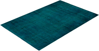 Contemporary Hand-Knotted Overdyed Green Area Rug 6' 0" x 9' 4"