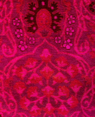 Contemporary Overdyed Wool Hand Knotted Purple Runner 3' 1" x 14' 10"