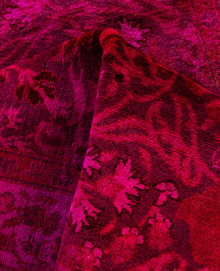 Contemporary Overdyed Wool Hand Knotted Purple Runner 3' 1" x 14' 10"