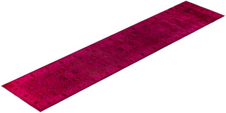 Contemporary Overdyed Wool Hand Knotted Purple Runner 3' 1" x 14' 10"