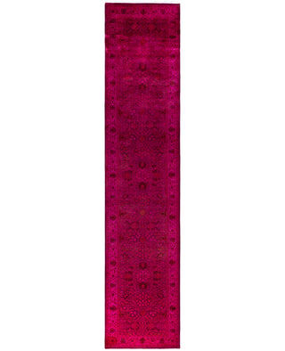 Contemporary Overdyed Wool Hand Knotted Purple Runner 3' 1" x 14' 10"