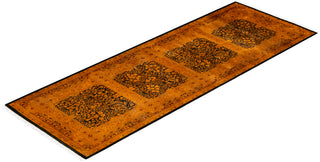 Modern Overdyed Hand Knotted Wool Gold Runner 3' 2" x 8' 10"