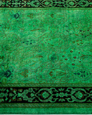 Contemporary Hand Knotted Overdyed Green Runner 2' 8" x 9' 3"