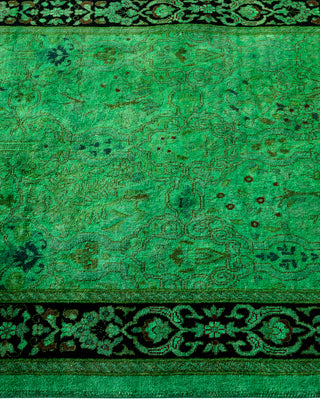 Modern Overdyed Hand Knotted Wool Green Runner 2' 8" x 9' 3"