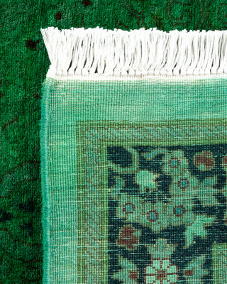 Modern Overdyed Hand Knotted Wool Green Runner 2' 8" x 9' 3"