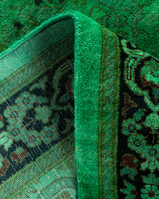 Contemporary Hand Knotted Overdyed Green Runner 2' 8" x 9' 3"
