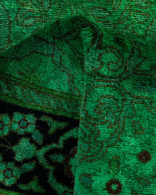 Modern Overdyed Hand Knotted Wool Green Runner 2' 8" x 9' 3"
