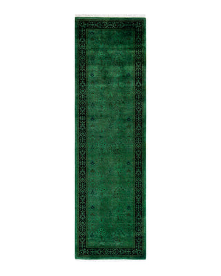 Contemporary Fine Vibrance Green Wool Area Rug 2' 8" x 9' 3"