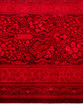 Modern Overdyed Hand Knotted Wool Red Runner 2' 7" x 12' 2"