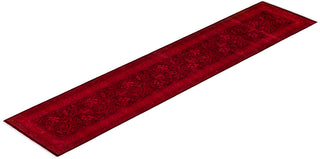 Modern Overdyed Hand Knotted Wool Red Runner 2' 7" x 12' 2"