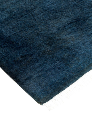 Contemporary Hand Knotted Overdyed Blue Runner 2' 7" x 13' 9"