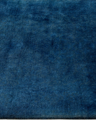 Contemporary Hand Knotted Overdyed Blue Runner 2' 7" x 13' 9"