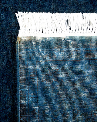Contemporary Hand Knotted Overdyed Blue Runner 2' 7" x 13' 9"