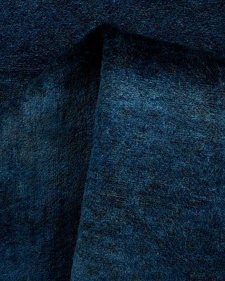 Contemporary Hand Knotted Overdyed Blue Runner 2' 7" x 13' 9"