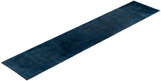 Contemporary Hand Knotted Overdyed Blue Runner 2' 7" x 13' 9"